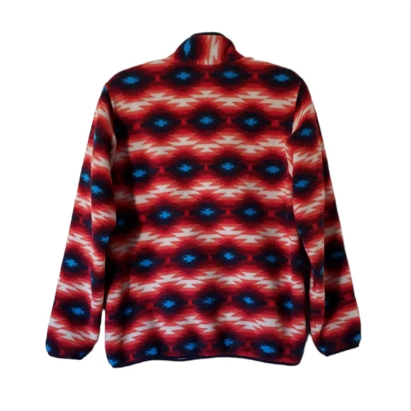 Patagonia Women’s Wild Desert Synchilla Snap T Fleece Pullover Red Aztec Print M - Picture 4 of 16
